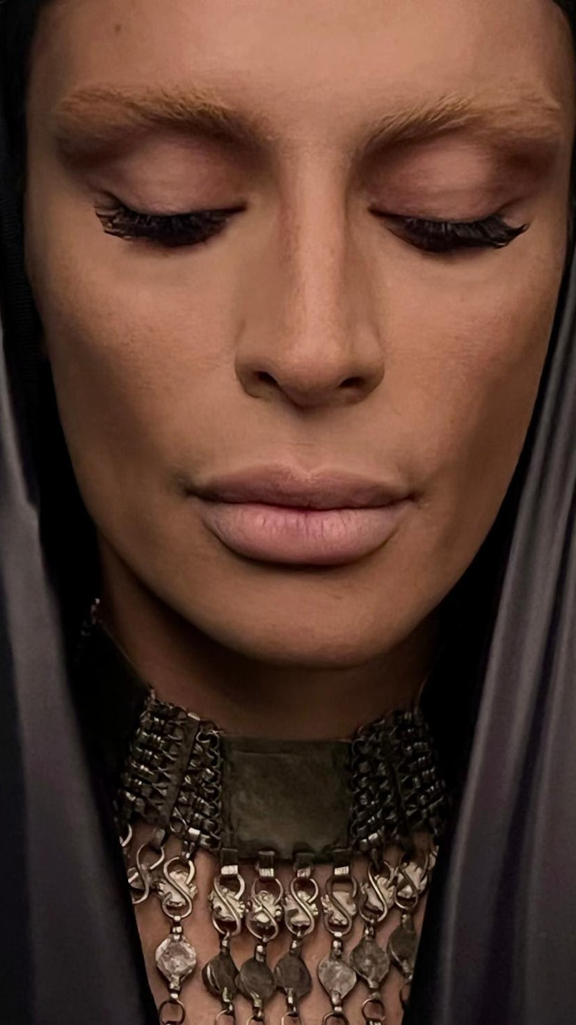 Woman with bleached eyebrows and beige lips for NYLON's SOUNDCHECK.