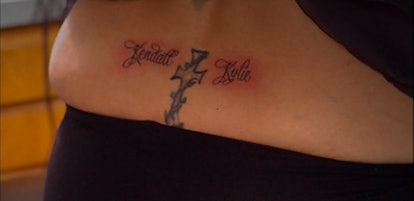 Kris Jenner's "tramp stamp" tattoo as seen on an episode of 'Keeping Up With The Kardashians.'