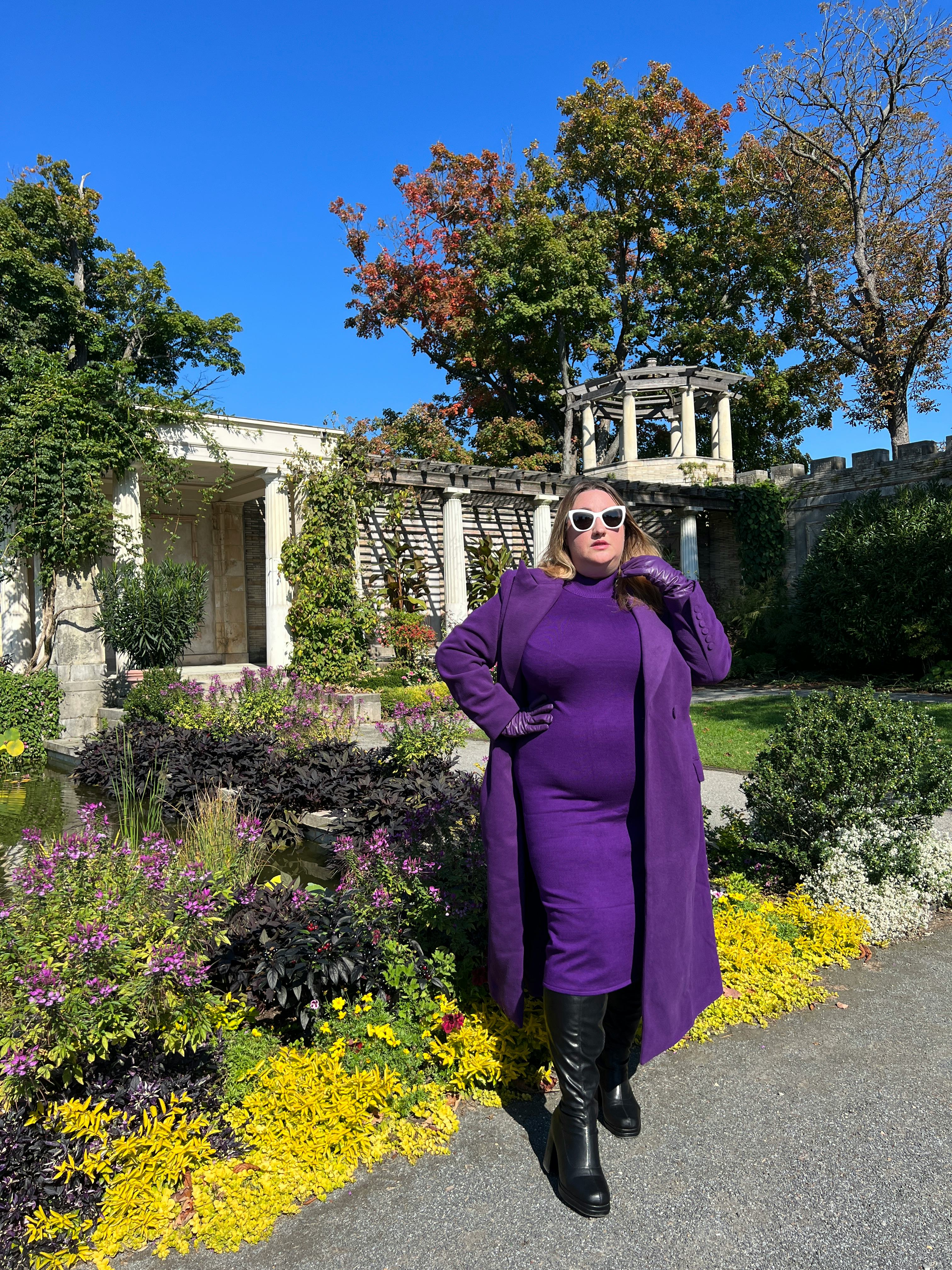 Sarah Chiwaya wearing purple coat by Sergio Hudson x Target