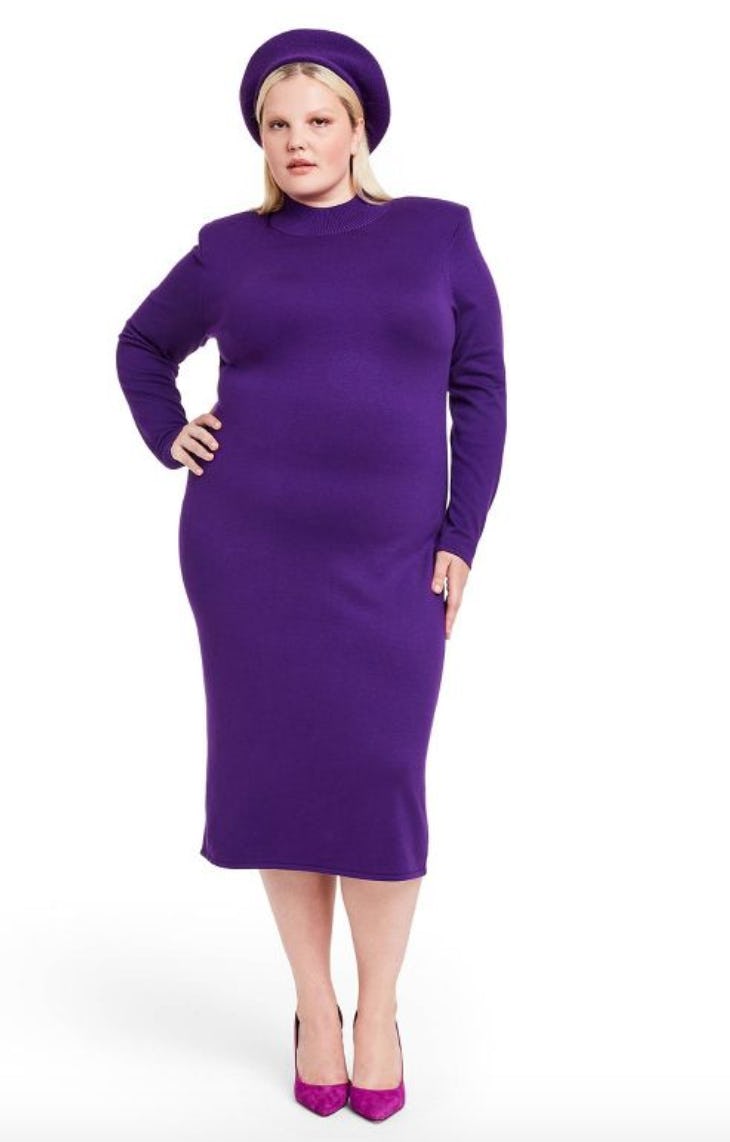 Women&rsquo;s Strong Shoulder Sweater Midi Dress - Sergio Hudson x Target Purple