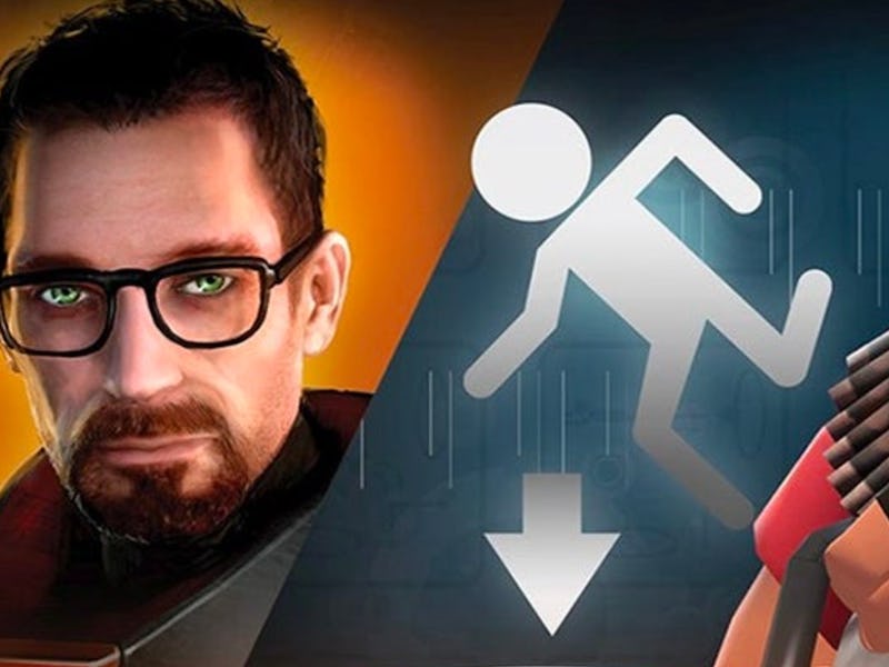 A scene from the game Half-Life 2 featuring two characters from the game