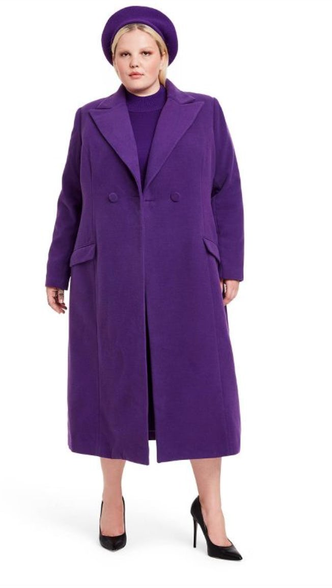 Women&rsquo;s Tailored Long Overcoat - Sergio Hudson x Target Purple
