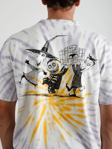Dumbgood's 2022 Halloween Collection: the Lock Shock And Barrel Tie-Dye Tee inspired by 'Nightmare B...