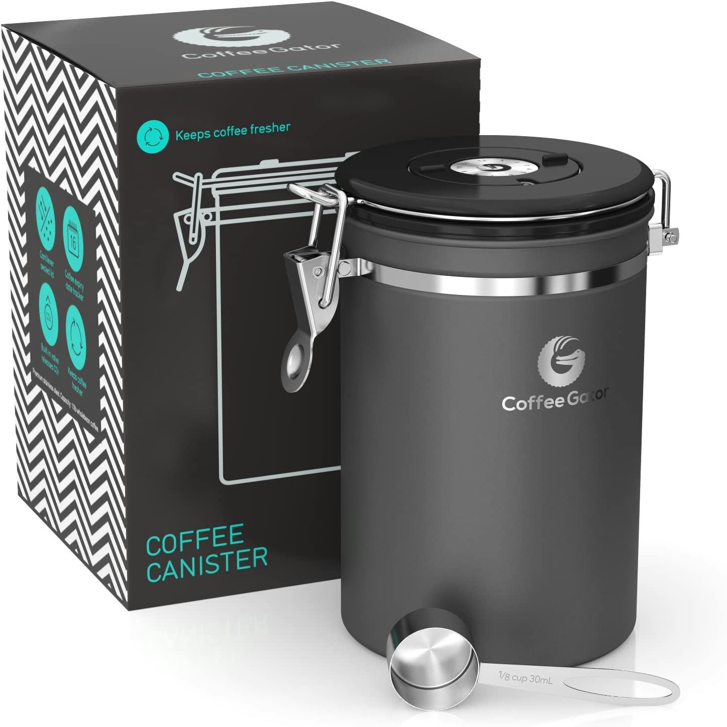 Coffee Gator Stainless Steel Container with Date Tracker