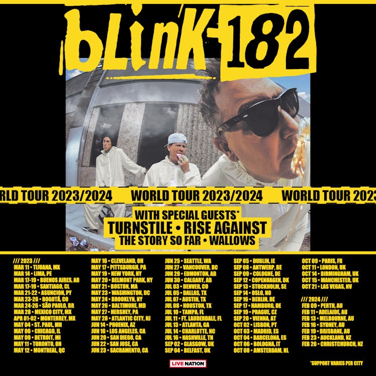 Blink-182's international tour, which will kick off in March 2023, will visit Latin America, North A...
