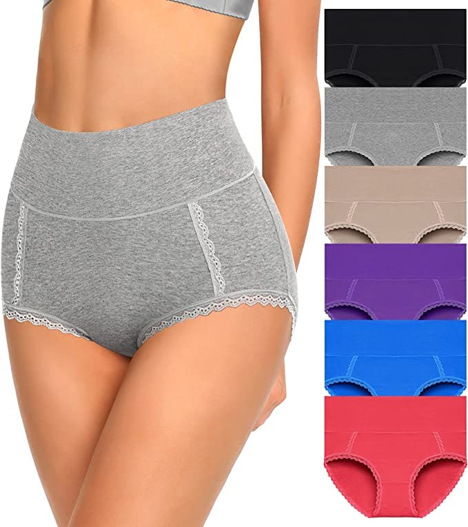 MISSWHO Cotton High Waisted Underwear (6-Pack)