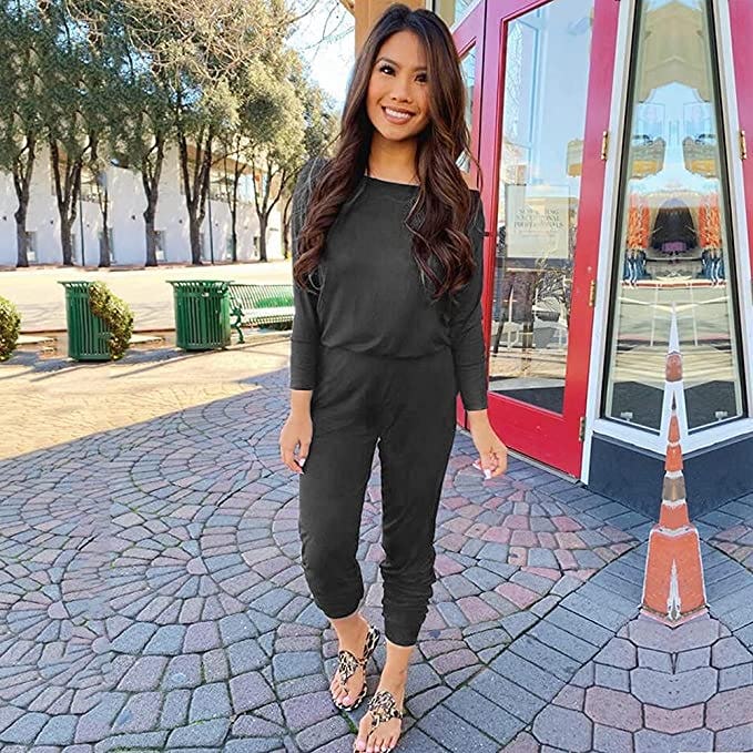 PRETTYGARDEN Crewneck One Off ShoulderJumpsuit