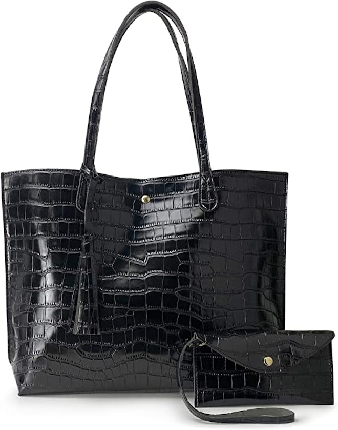 HOXIS Faux Leather Tote Handbag