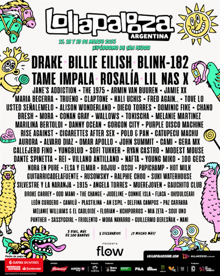 Lollapalooza's 2023 South America Lineup Includes Drake, Blink182