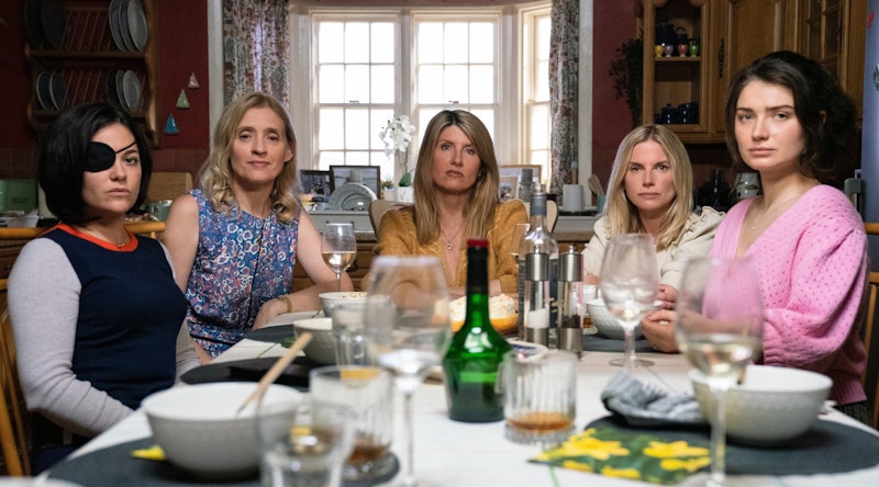 Sarah Greene, Anne-Marie Duff, Sharon Horgan, Eva Birthistle and Eve Hewson in Apple TV+'s 'Bad Sist...
