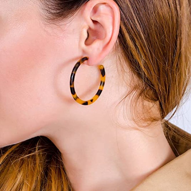 BaubleStar Tortoise Shell Resin Hoop Earrings