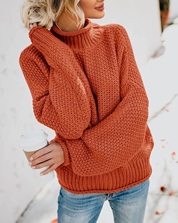 Saodimallsu Oversized Turtleneck Batwing Sweater