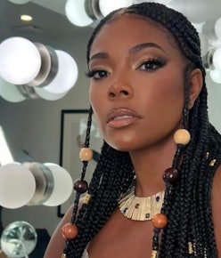 Gabrielle Union braids with large wood beads