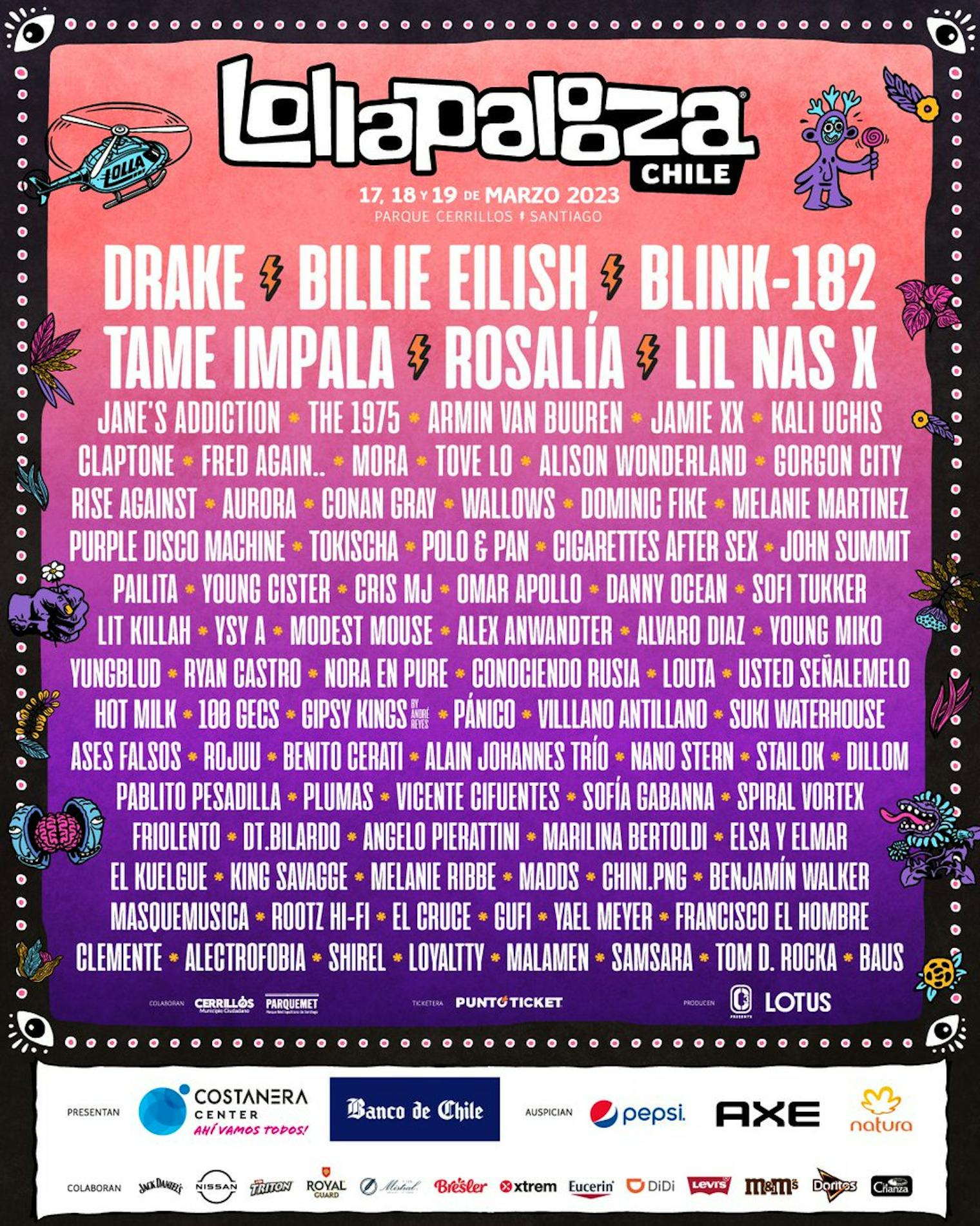 Lollapalooza's 2023 South America Lineup Includes Drake, Blink-182 Lollapalooza's 2023 South America Lineup Includes Drake, Blink-182