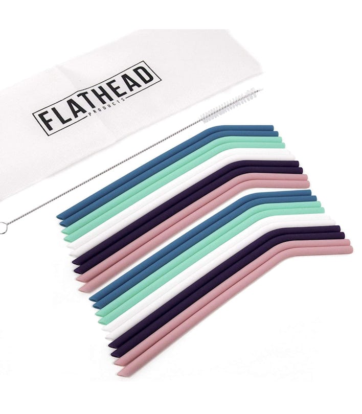 Flathead Products Reusable Silicone Drinking Straws (20-Pack)