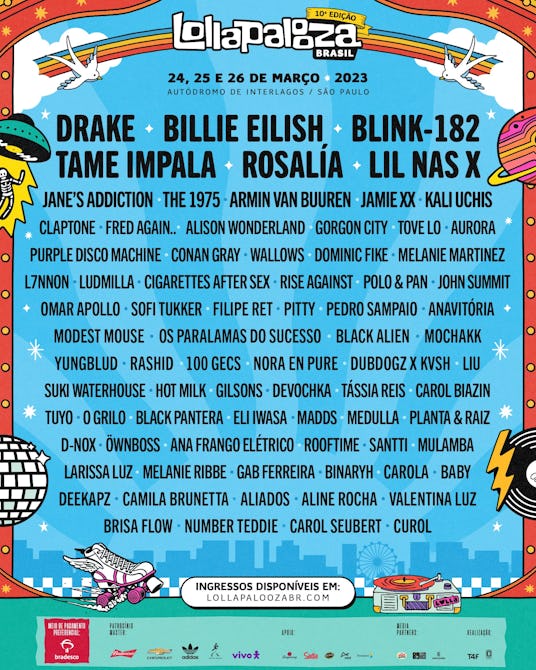 Lollapooza festival in Brazil line-up.