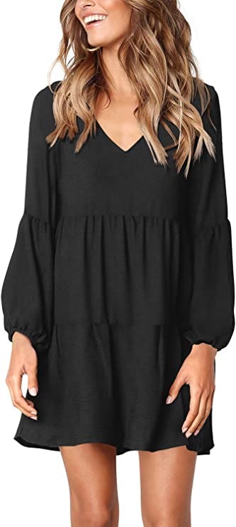 Amoretu Tunic V Neck Swing Shift Dress