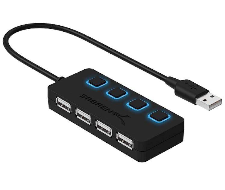 SABRENT 4-Port USB Data Hub with LED Power Switches