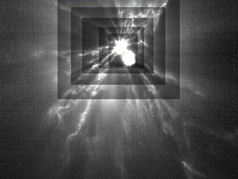 Plumes of ejecta streaming from the asteroid Dimorphos after NASA's DART