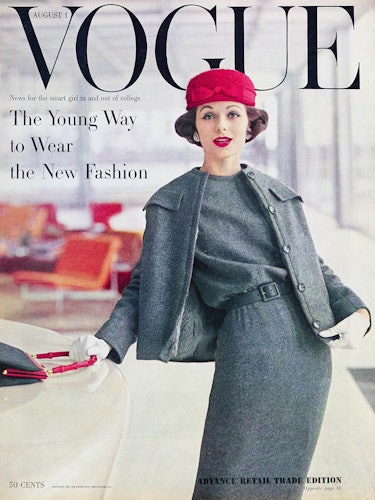 Cover of Vogue, August 1956 issue, featuring the model Margo Moore