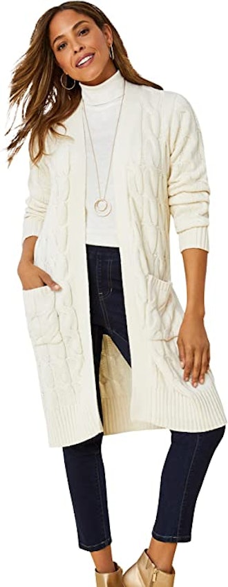 Jessica London Cable Knit Duster Cardigan