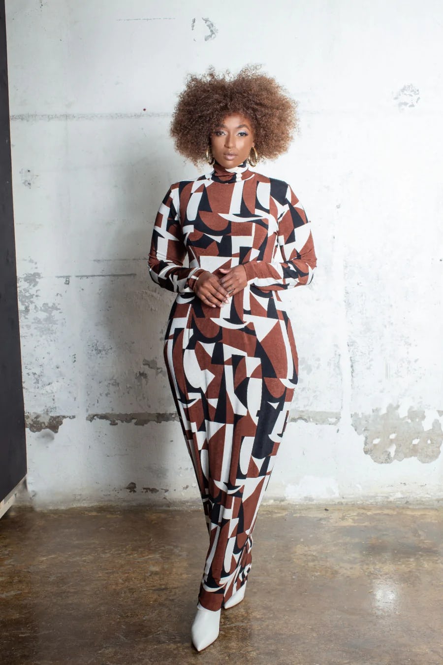 Retro Print Cocoon Dress