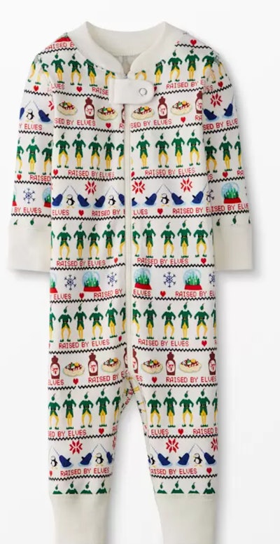THis 'Elf' Baby Zip Sleeper is one of the best Hanna Andersson Christmas pajama options.