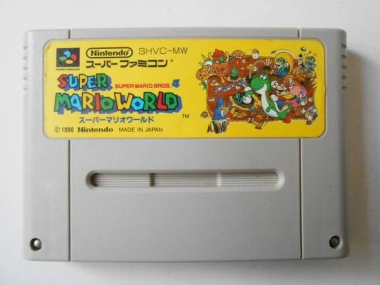 The Japanese Super Famicom version of Super Mario World Nintendo cartridge