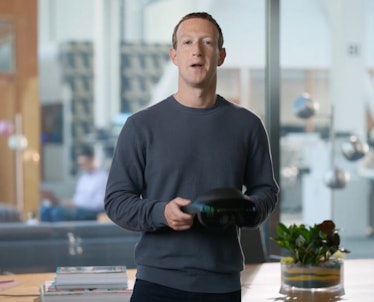Mark Zuckerberg with the Quest Pro.