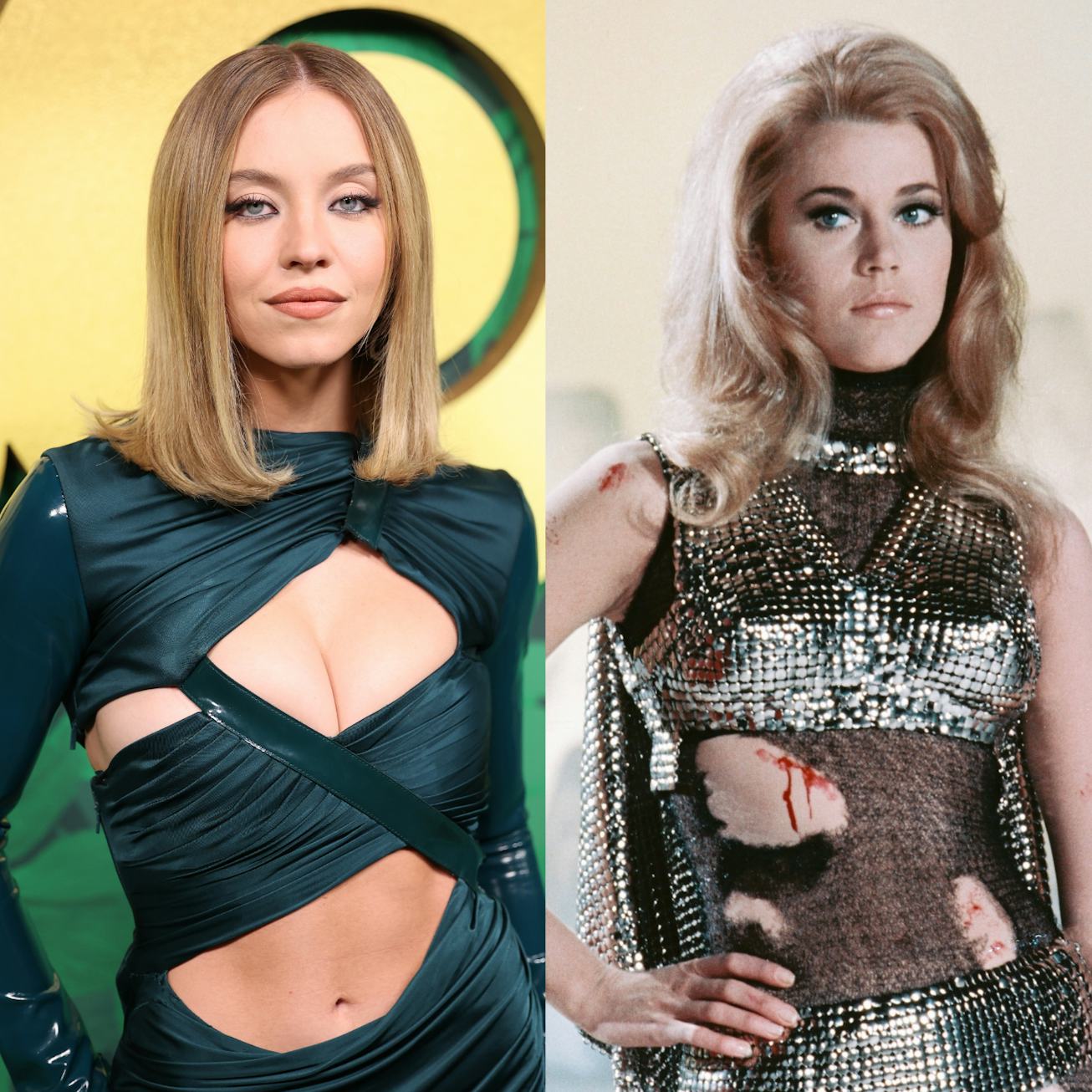 Sydney Sweeney and Jane Fonda as Barbarella
