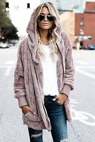 Zilcremo Fuzzy Hooded Cardigan