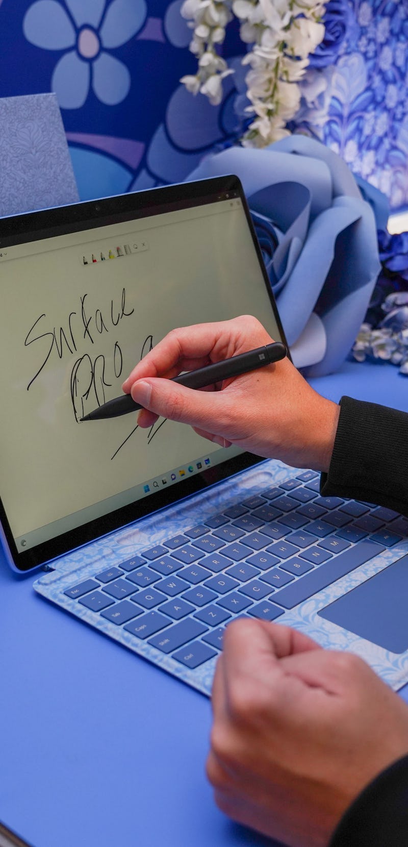 The Surface Pro 9 stylus and whiteboard mode.