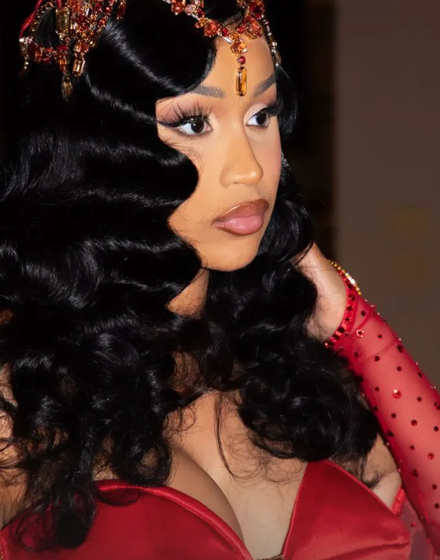cardi b birthday red dress Throw it back like its Thursday I got cake im lit its my birthday..Trophies  