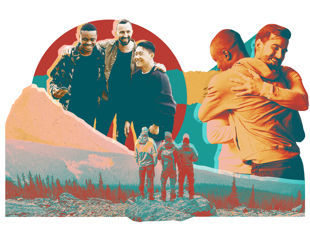 A collage of male friendships