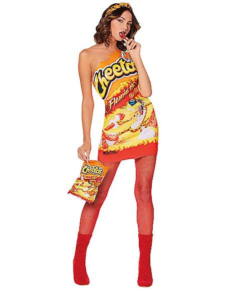 Red Halloween costumes for 2022 include dressing up as a bag of Flamin’ Hot Cheetos.