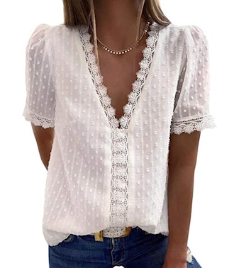 Astylish Lace V-Neck Blouse