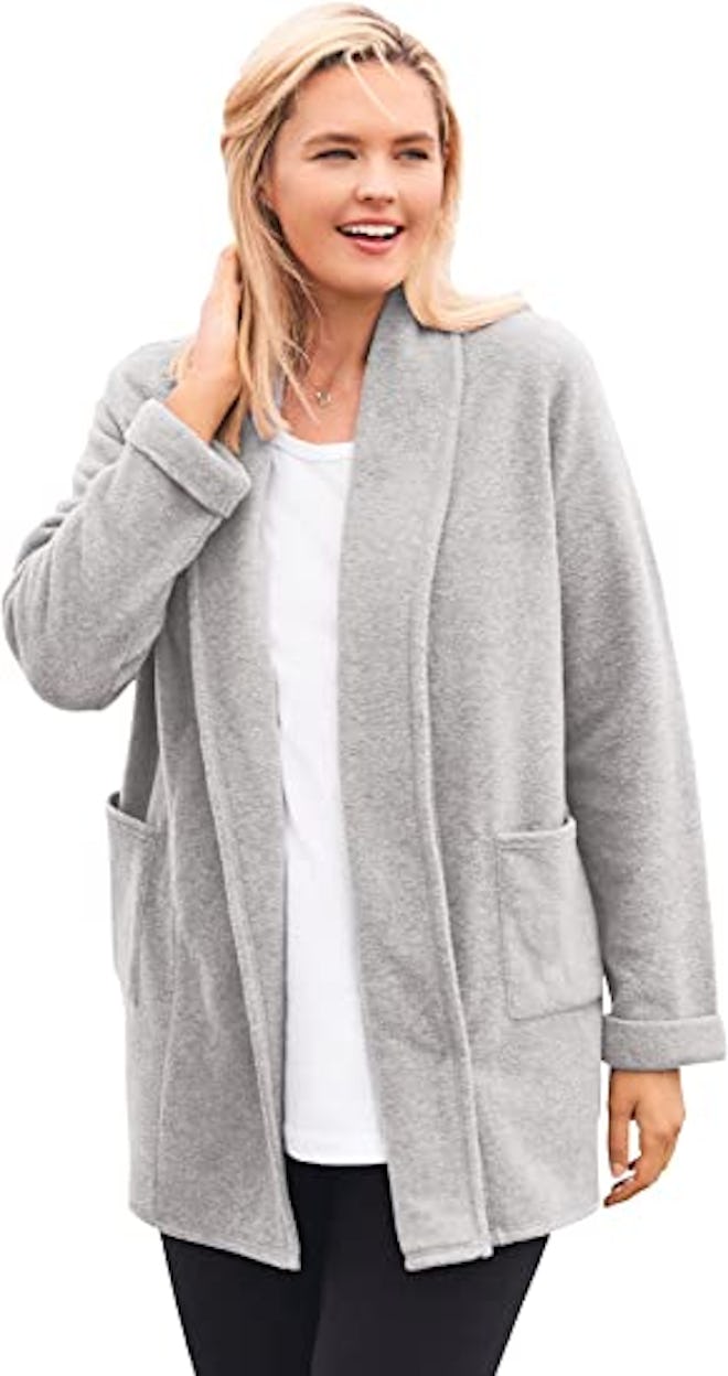 Woman Within Microfleece Cardigan