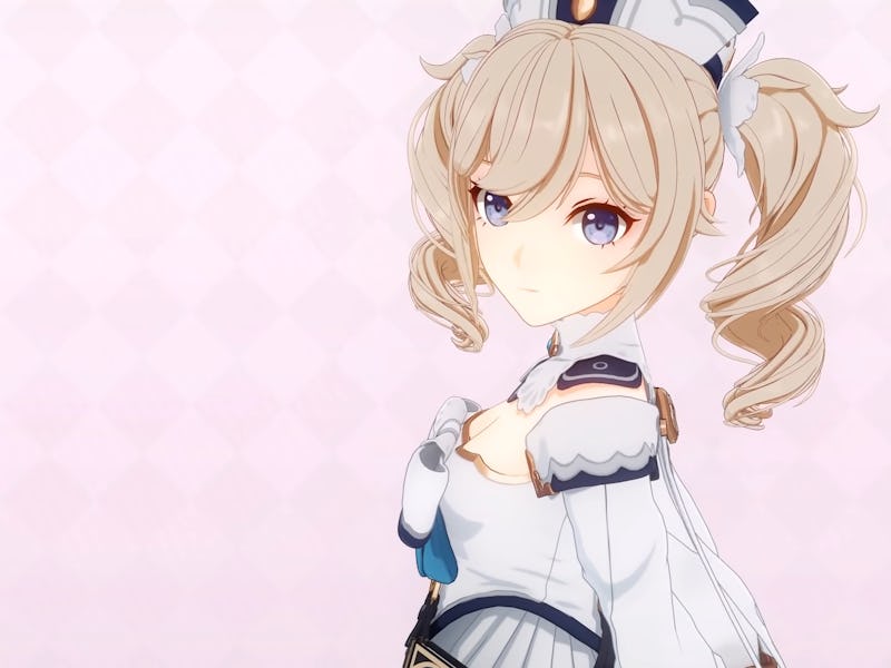 Barbara facing camera against pink background