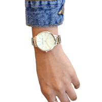 Nine West Crystal Accented Gold-Tone Bracelet Watch