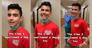 A 13-year-old accidentally swallowed a dog toy annoying his mom in this hilarious viral TikTok