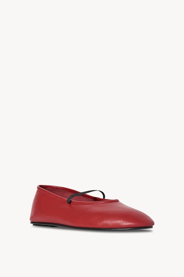 The Row Elastic Ballet Flat in Leather