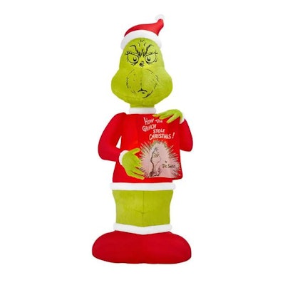 10 foot grinch in santa costume is an item people are looking for when wondering when does home depo...
