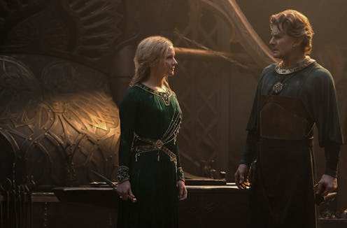 Morfydd Clark (Galadriel) and Charles Edwards (Celebrimbor) in Rings Of Power Episode 8