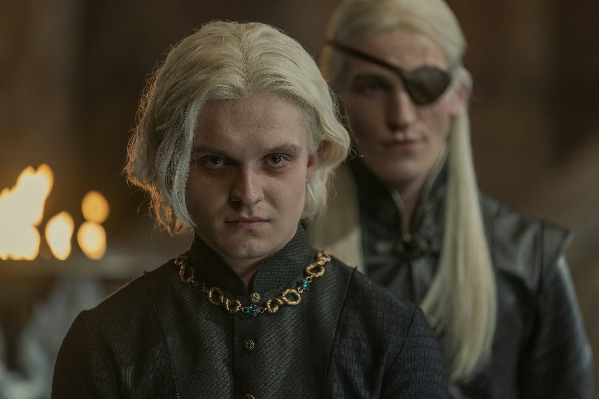 Tom Glynn-Carney as Aegon Targaryen and Ewan Mitchell as Aemond Targaryen on &lsquo;House of the Dragon&rsquo;