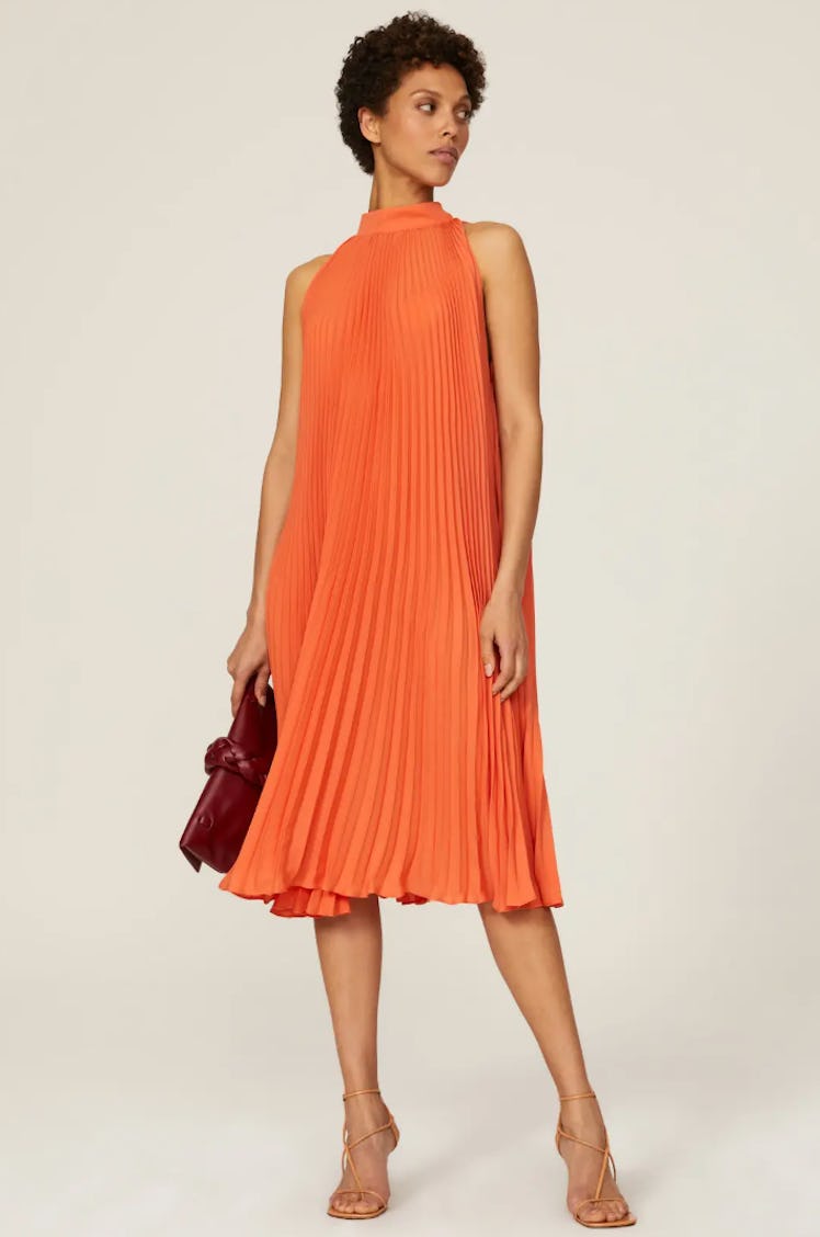TOME Collection Orange Pleated Dress