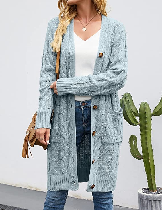 MEROKEETY Cable Knit Cardigan