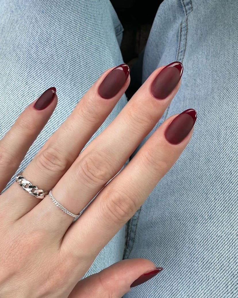 Bold Maroon Nails Rule Winter