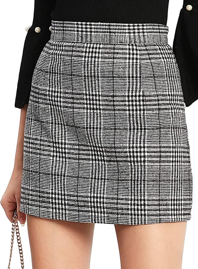 Floerns Plaid High-Waist Mini Skirt