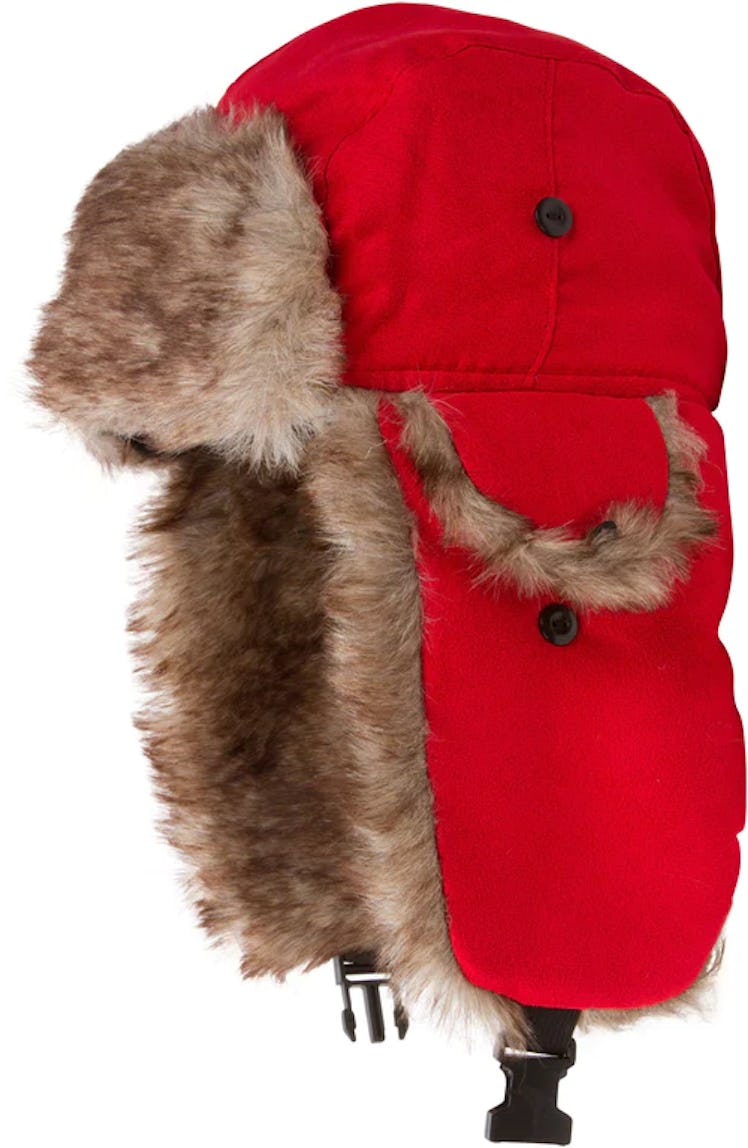 red faux fur trooper hat