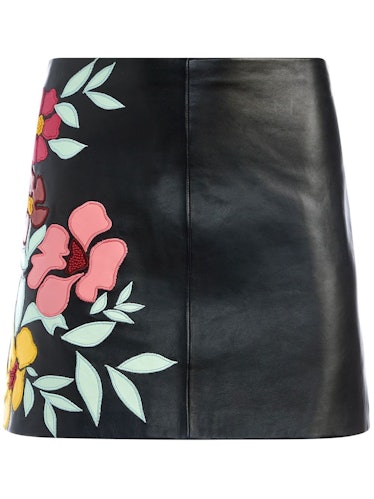 Riley Embroidered Vegan Leather Skirt